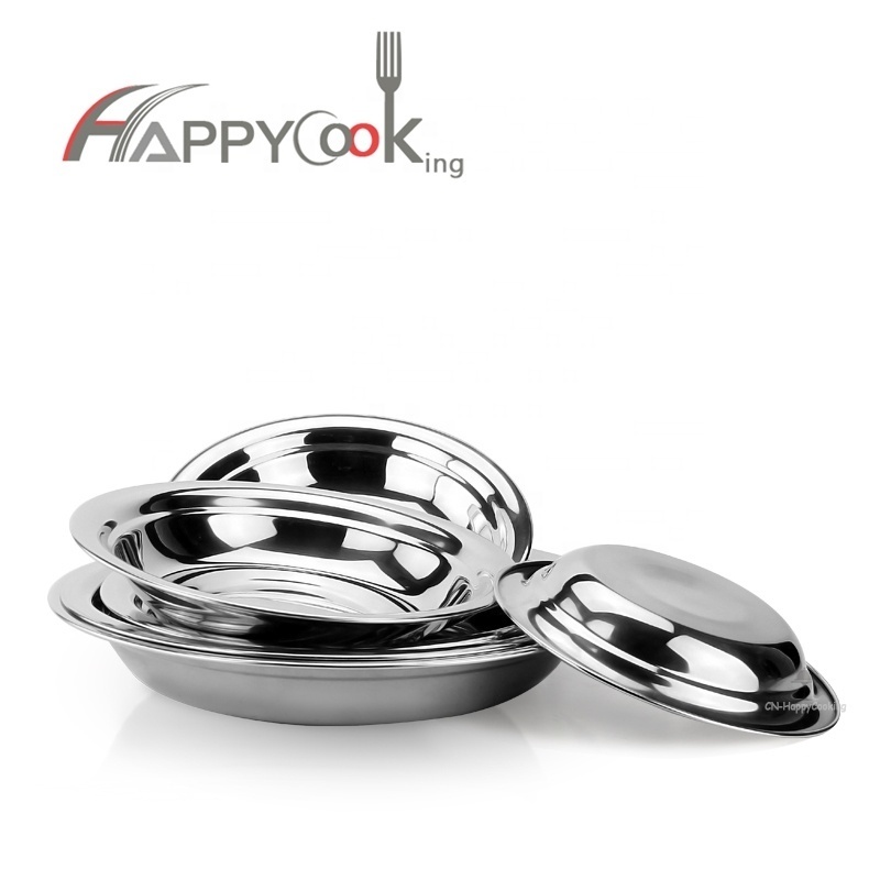 Factory price top quality unbreakable dinner plates stainless steel catering dinner plates round tray