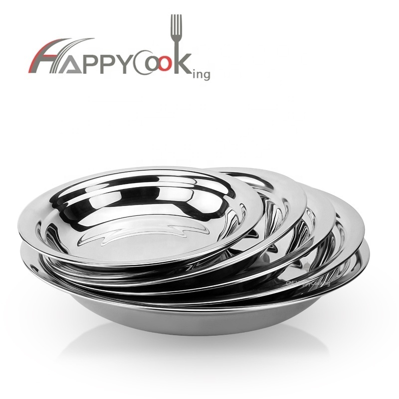 Factory price top quality unbreakable dinner plates stainless steel catering dinner plates round tray