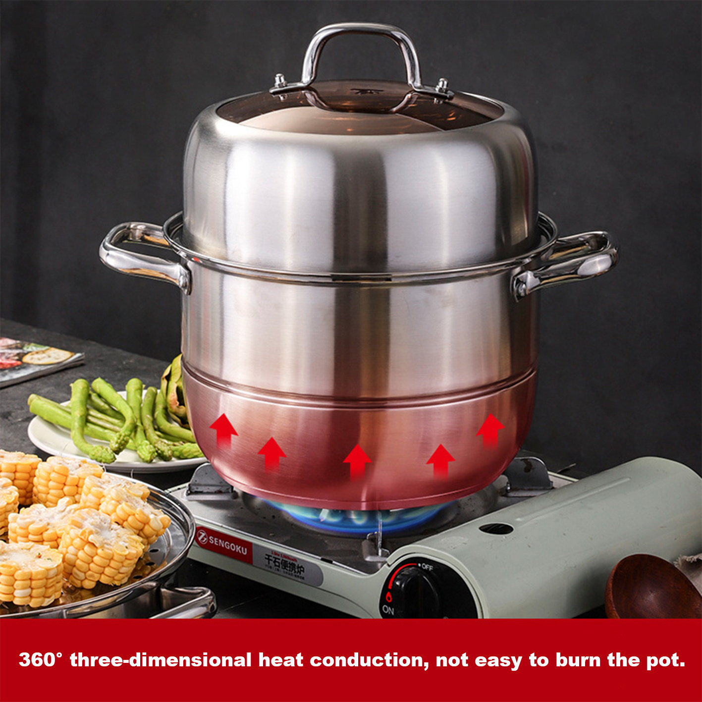 multipurpose stove steamer pot Rust-proof food steamer antirust stainless steel steamer set