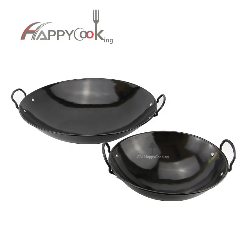 High quality OEM custom enamel cast iron cookware set stainless steel large wok summit wok iron cookware set chinese wok