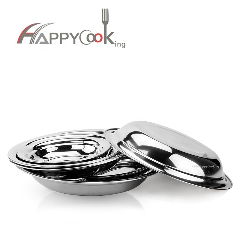 Factory price top quality unbreakable dinner plates stainless steel catering dinner plates round tray