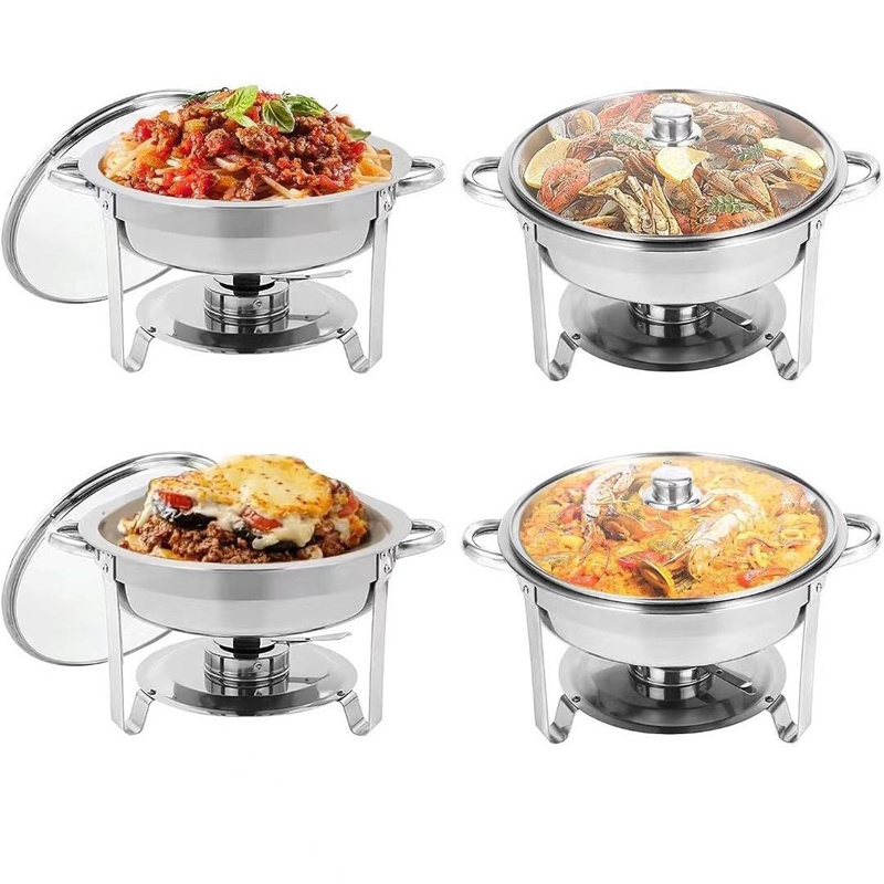 Chafing Dish Buffet Set Warmer Dishes Buffet Server Used Rond Commercial Luxury Stainless Steel Roll Top Brass Food Chafing Dish