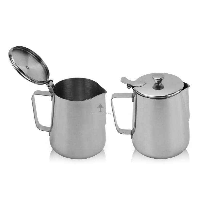 Wholesale good quality stainless steel milk pitcher  coffee jug with lid