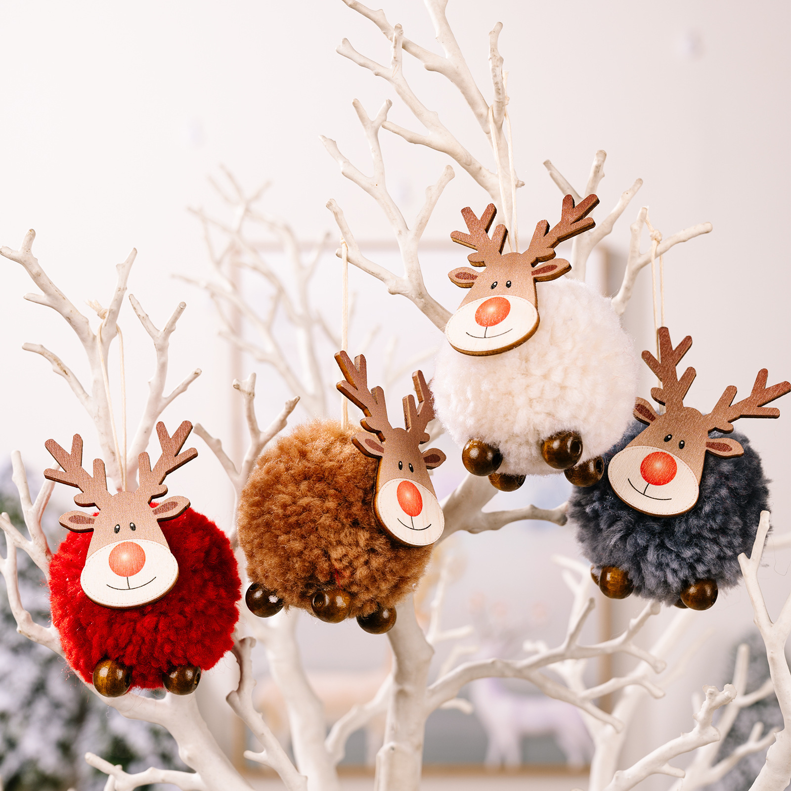 Hot selling Cute deer stuffed animal plush small Hanging pendant Christmas Tree Accessories for children's toy Christmas gift