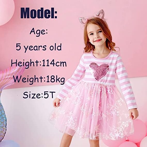 2024 High Quality Baby Girl Party Dress Sequins Printing Long Sleeve Tulle Girl Dress