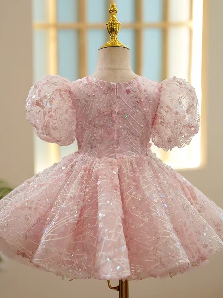 High Quality Birthday Princess Dress  Banquet Wedding Girl Birthday Dress Pearl Sequin Tutu Party Dress