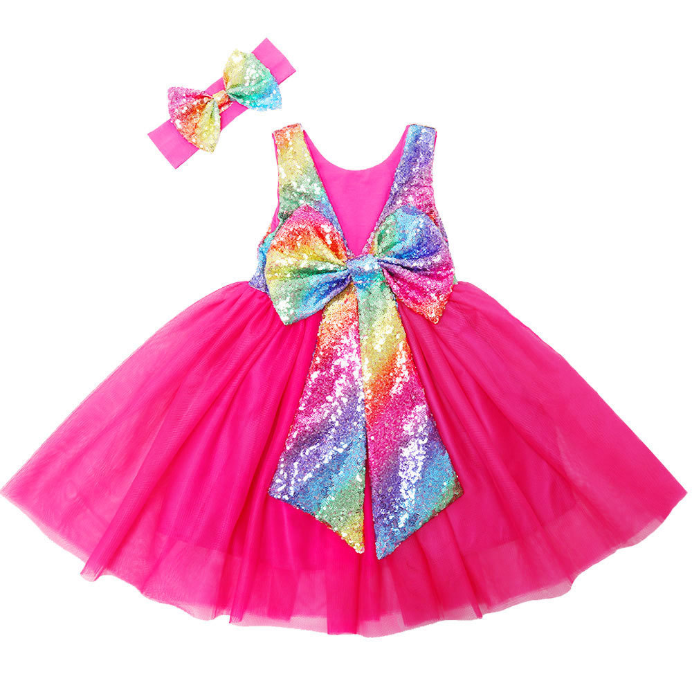 New Fashion Kids Tulle Sequin Flower Girl Dresses Infant Baby Elegant Wedding Dress