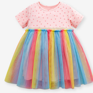 Factory Direct Sale children's dress rainbow mesh skirt cute summer girl princess dress