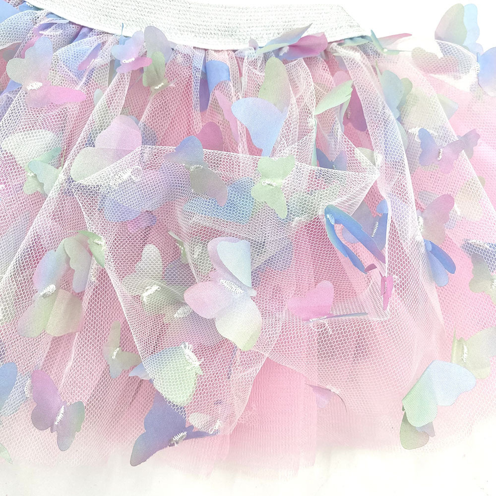 Baby Fashion Half Skirt TUTU Rainbow Gradual Change Embroidery Butterfly Pleated Skirt Girls' Versatile Skirt