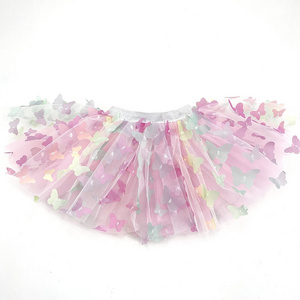 Baby Fashion Half Skirt TUTU Rainbow Gradual Change Embroidery Butterfly Pleated Skirt Girls' Versatile Skirt