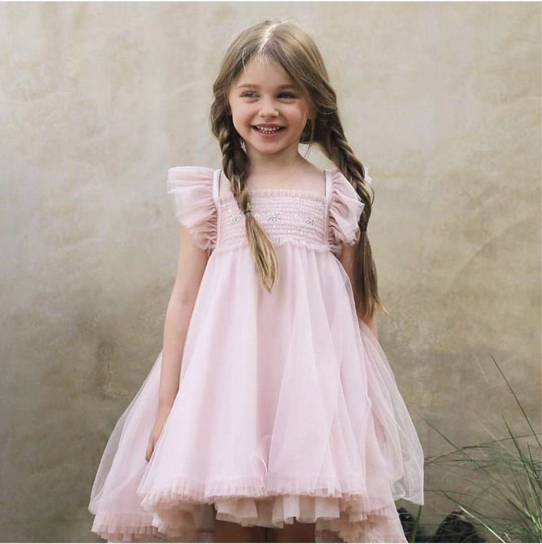 Hot Selling Girls Summer Sleeveless Butterfly Wings Princess Kids Fairy Tutu Dress