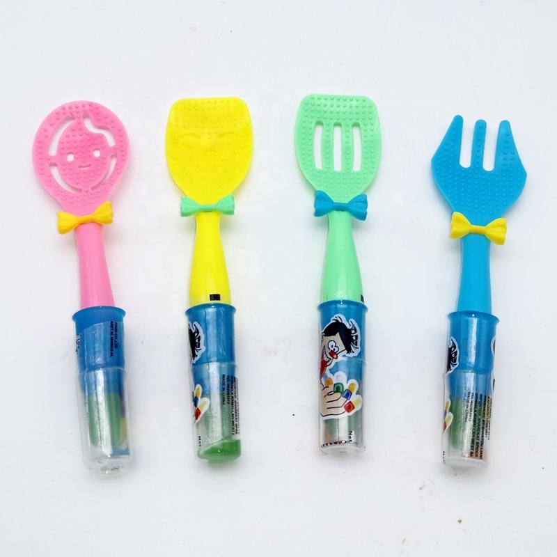 Happyday mini cartoon spoon toy with hard finger candy fruit flavor