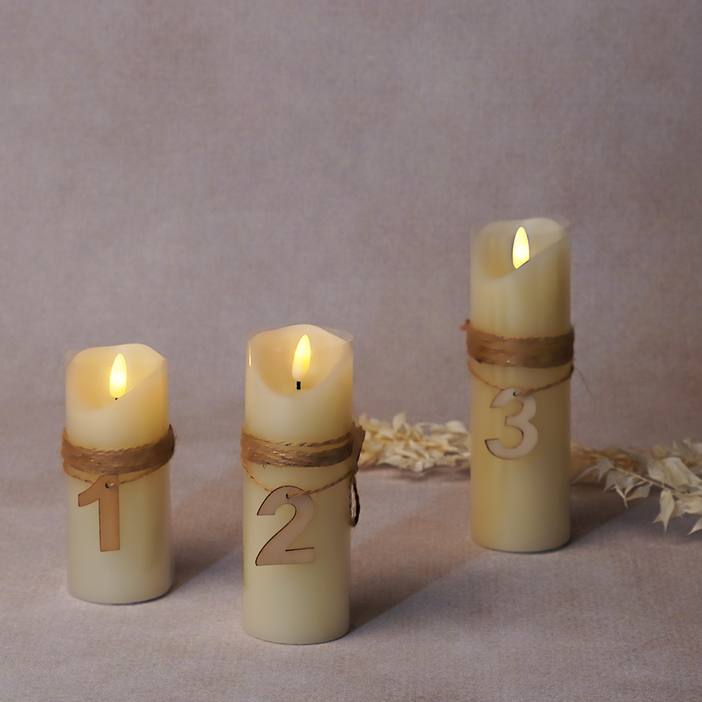 LED CANDLE with timer, set of 3