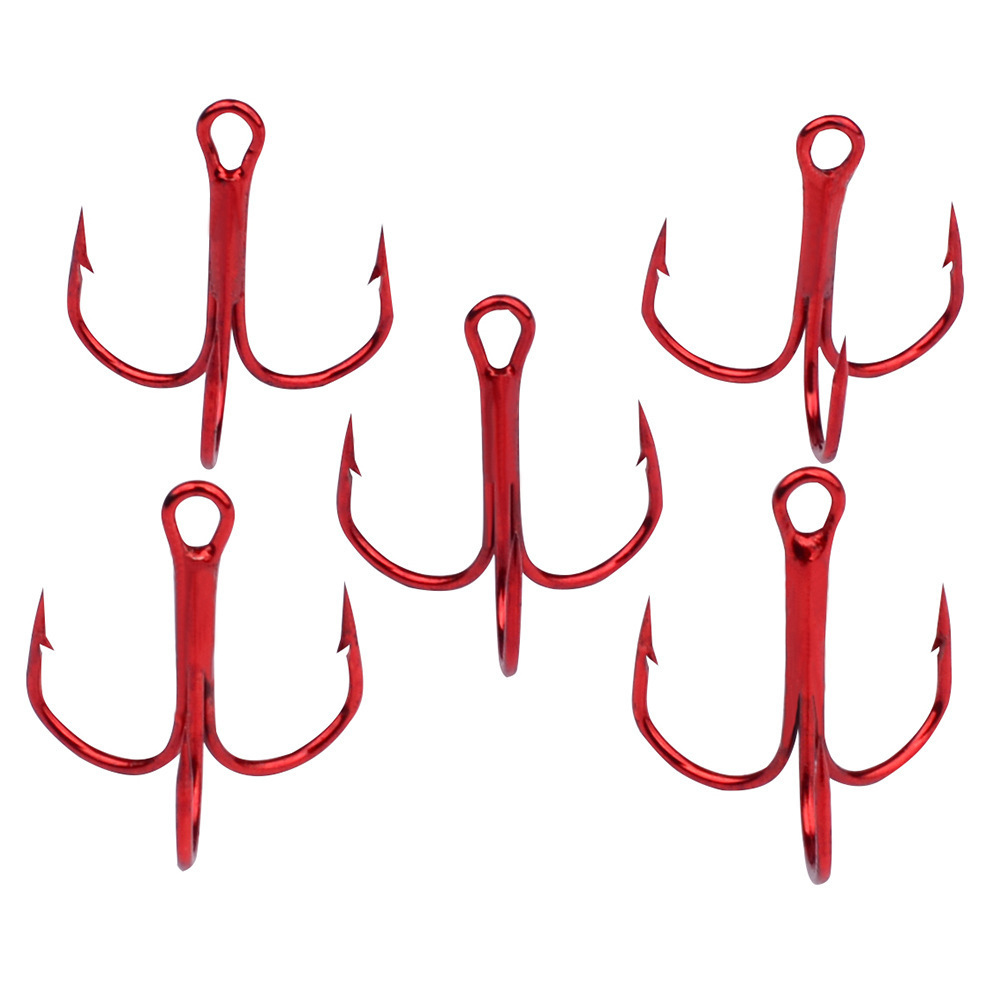 Wholesale 100pcs/bag 35647 high carbon hooks 2# 4# 6# 8# 10# Carbon Steel Treble Red treble Fishing Hooks