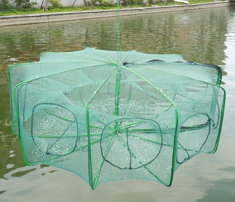 Folded Hexagon Octagon Polygonal Shrimp Cage Foldable Shrimp Cage Fishing Tools Automatic Fishing Net Umbrella Fishing Cast Net