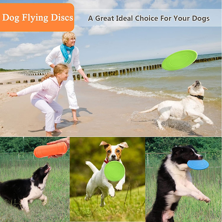 TPR Dogs Frisbee Training Interactive Toys Puppy Flyer Toy Dog Lightweight Soft Floating Saucer for Small Medium Dog Outdoor