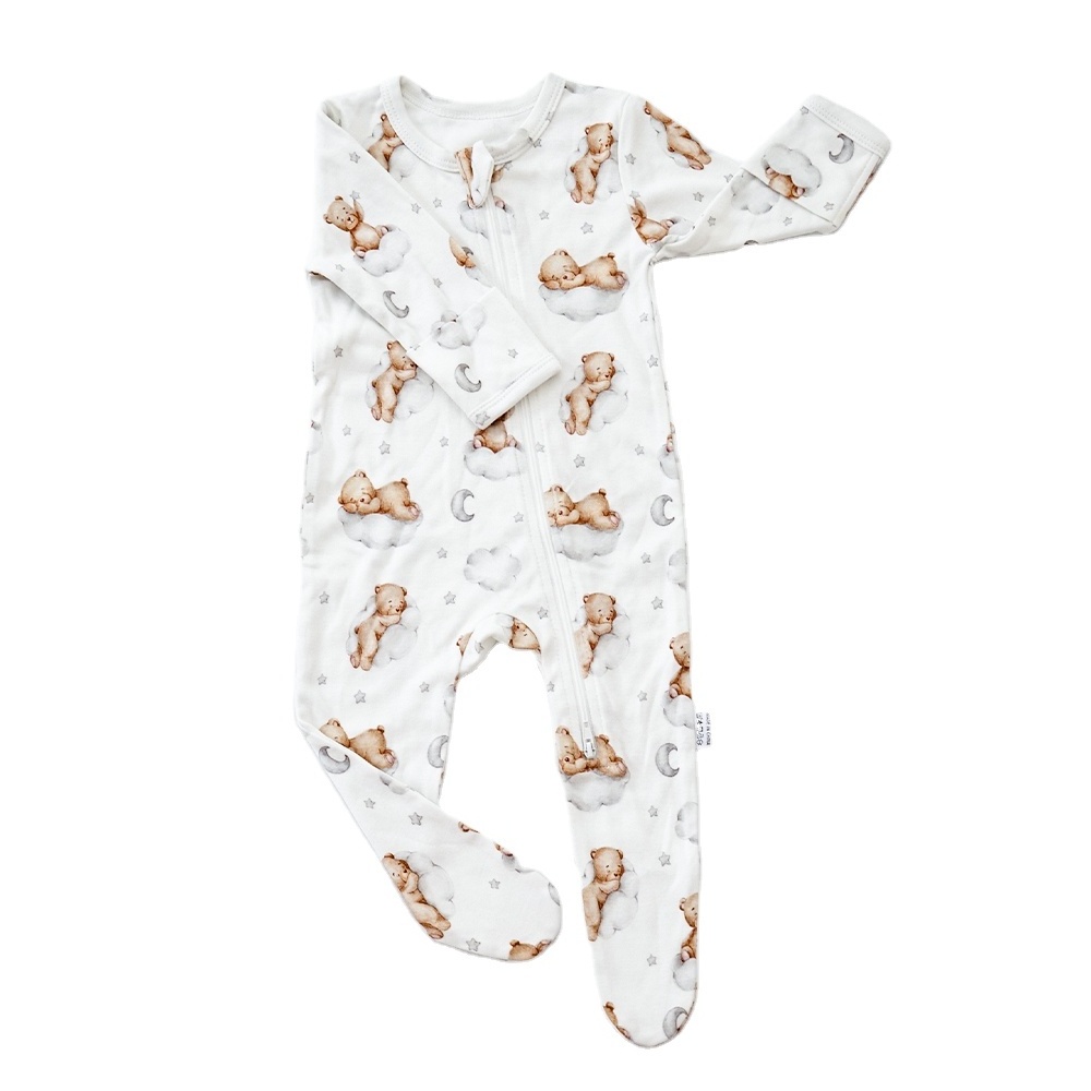 Happy Flute Soft Bamboo Cotton Baby Clothes Custom Logo Not-Stuffy Baby Romper With Zipper Infant Newborn Jumpsuits