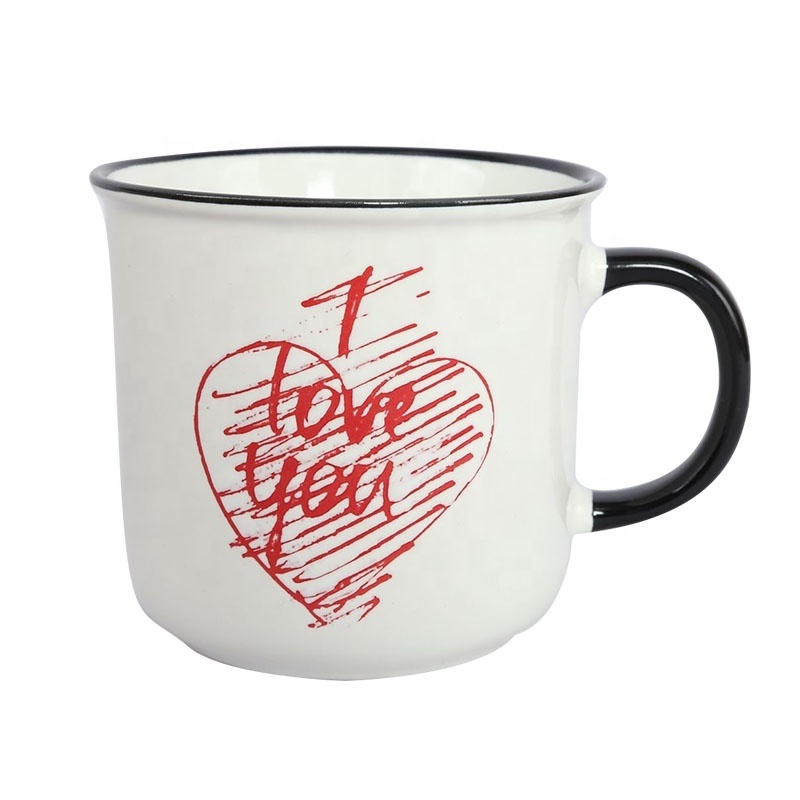 Customized Super Valentine's Day Gift 14oz White and Red Text Design Couple Ceramic Mug Coffee Cup Valentine Mug