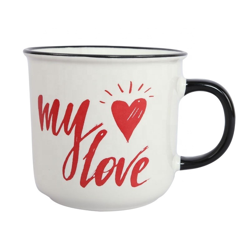 Customized Super Valentine's Day Gift 14oz White and Red Text Design Couple Ceramic Mug Coffee Cup Valentine Mug