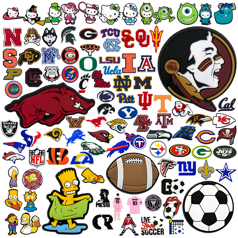 2024 cartoon sport NCAA team logo colleges cow cowboy pvc christmas custom shoe charms