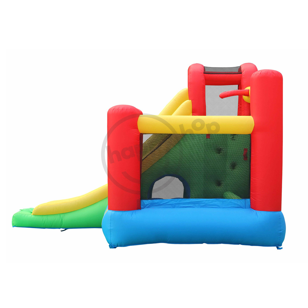 Happy hop with pool strawberry pastel blue inflatable bouncer bounce house