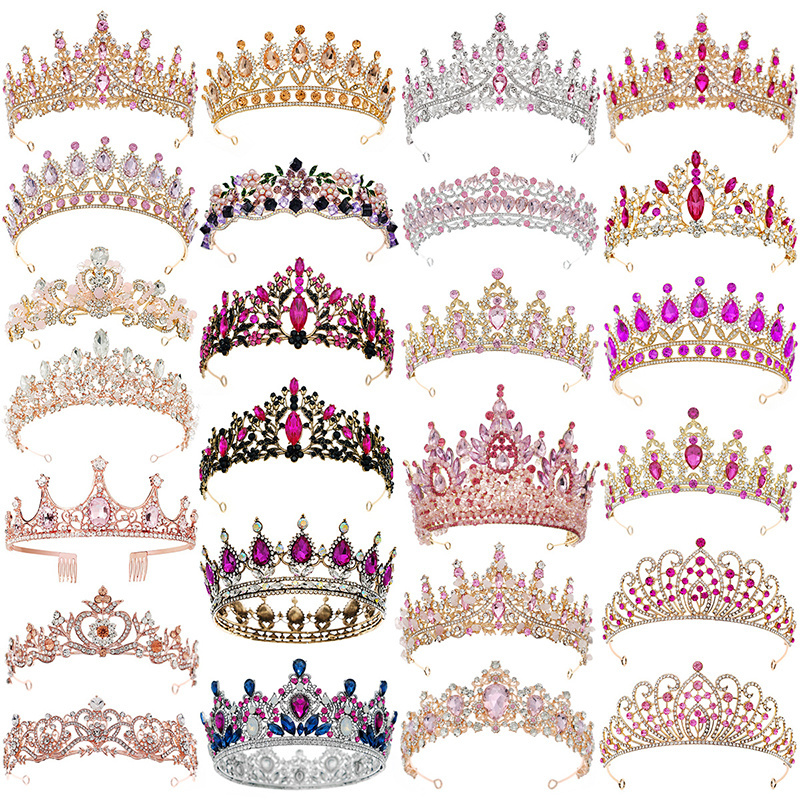 Dreamy Pink Bulk Princess Rhinestone Crystal Beauty Custom Handmade Pageant Queen Miss World Crown And Tiara