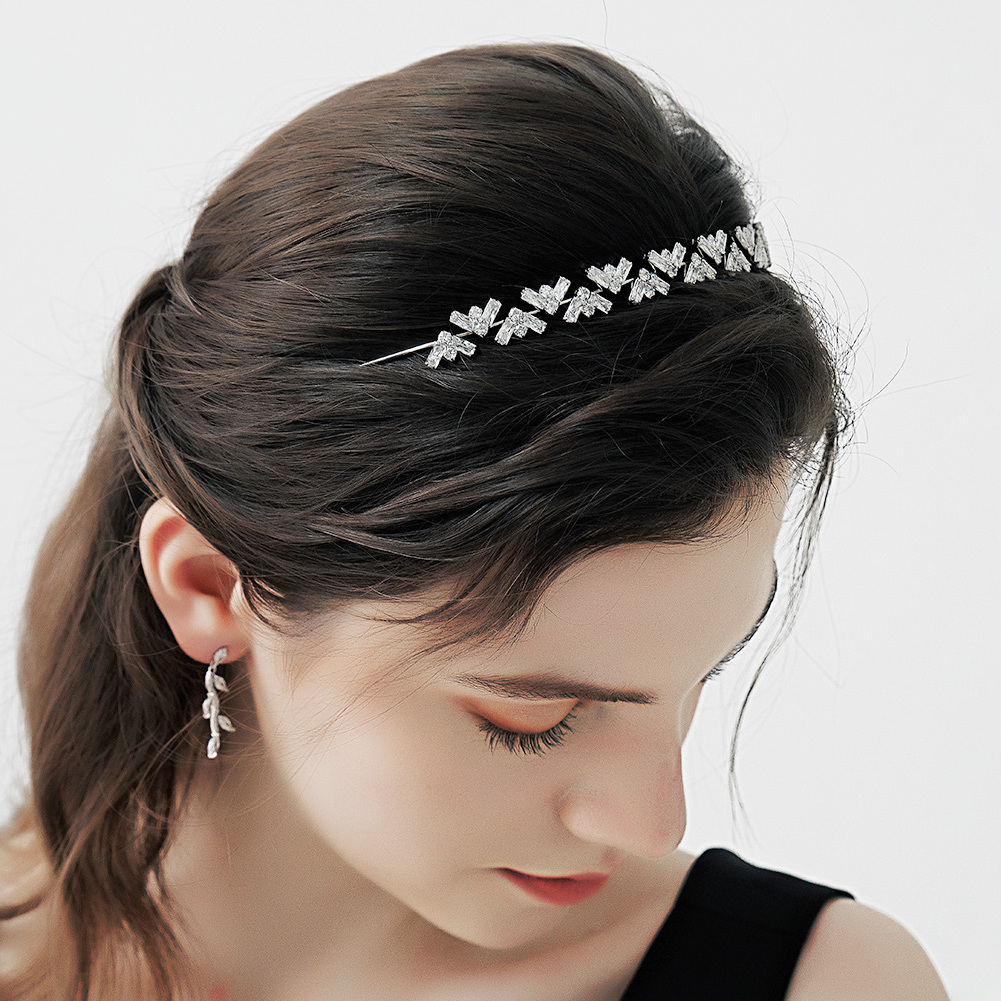 2021 Fashion Simple Women Alloy Hair Band  Bridal Hair Accessories With Crystal Metal Headbands For Girls