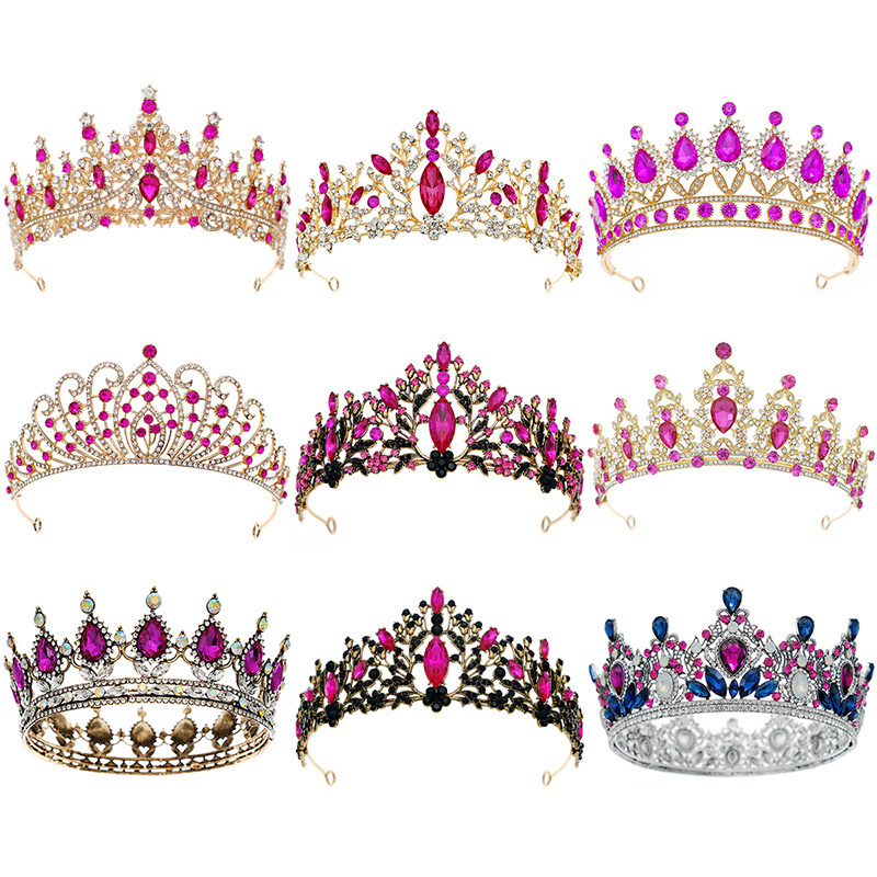 Dreamy Pink Bulk Princess Rhinestone Crystal Beauty Custom Handmade Pageant Queen Miss World Crown And Tiara