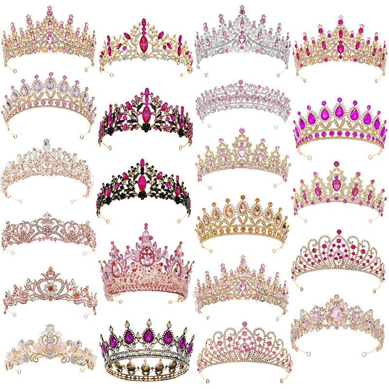 Dreamy Pink Bulk Princess Rhinestone Crystal Beauty Custom Handmade Pageant Queen Miss World Crown And Tiara