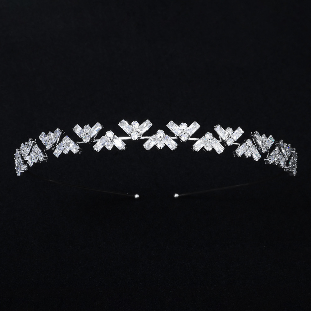 2021 Fashion Simple Women Alloy Hair Band  Bridal Hair Accessories With Crystal Metal Headbands For Girls