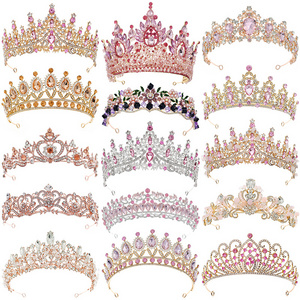 Dreamy Pink Bulk Princess Rhinestone Crystal Beauty Custom Handmade Pageant Queen Miss World Crown And Tiara