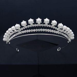 Party Pageant Crowns Big Pearl Wedding Tiaras and Crowns for Girls Princess Crystal Rhinestone Tiaras