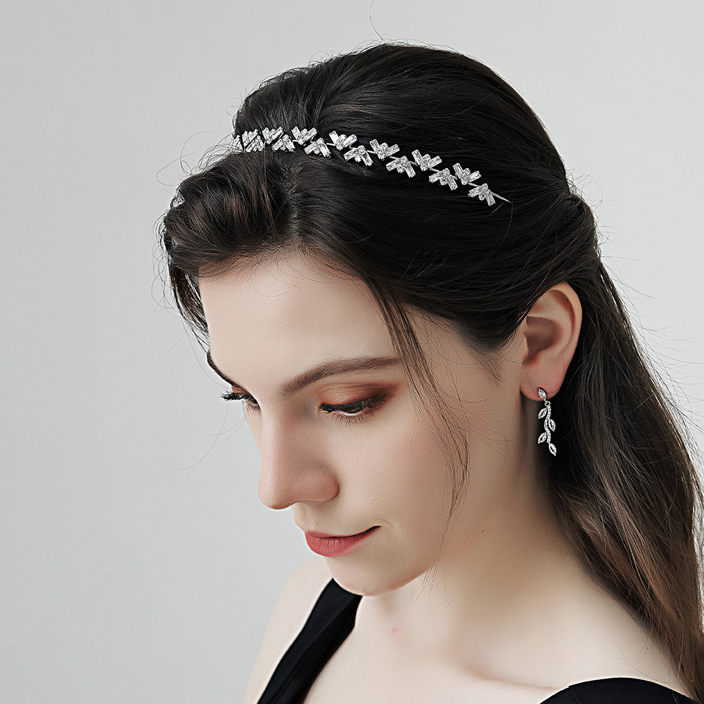 2021 Fashion Simple Women Alloy Hair Band  Bridal Hair Accessories With Crystal Metal Headbands For Girls