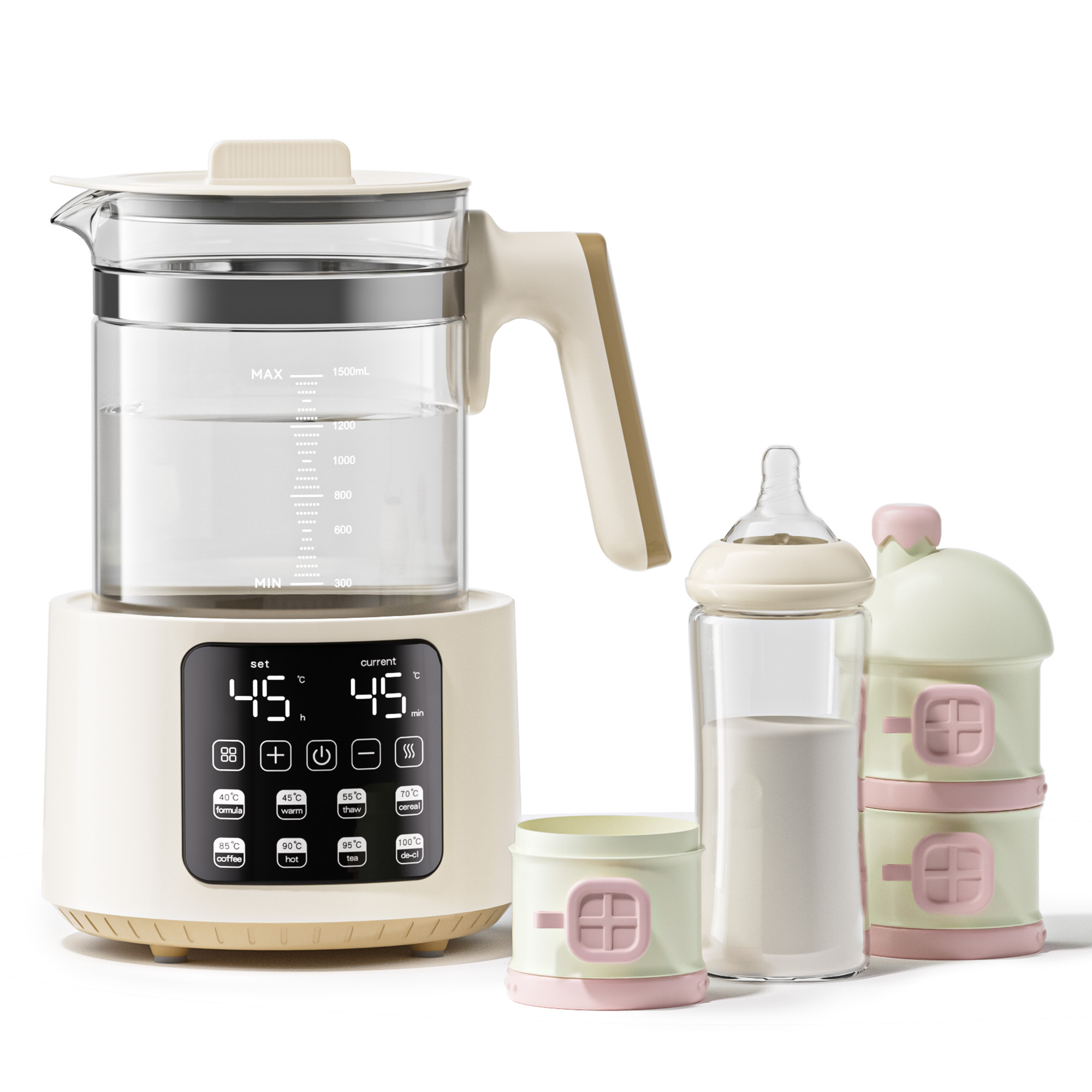 Baby Instant Warmer Glass Accurate Temperature Control Electric Kettle with LCD Display Timer