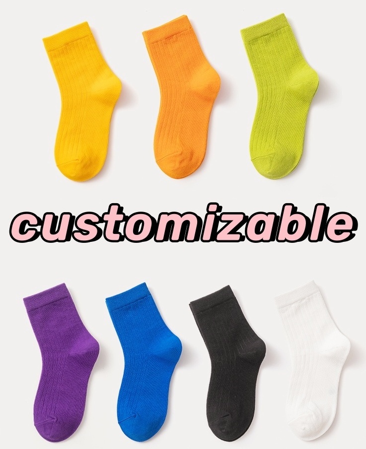 Solid Colors Custom Logo Socks Fall Winter Kids Warm Socks Kids Baby Socks Wholesale