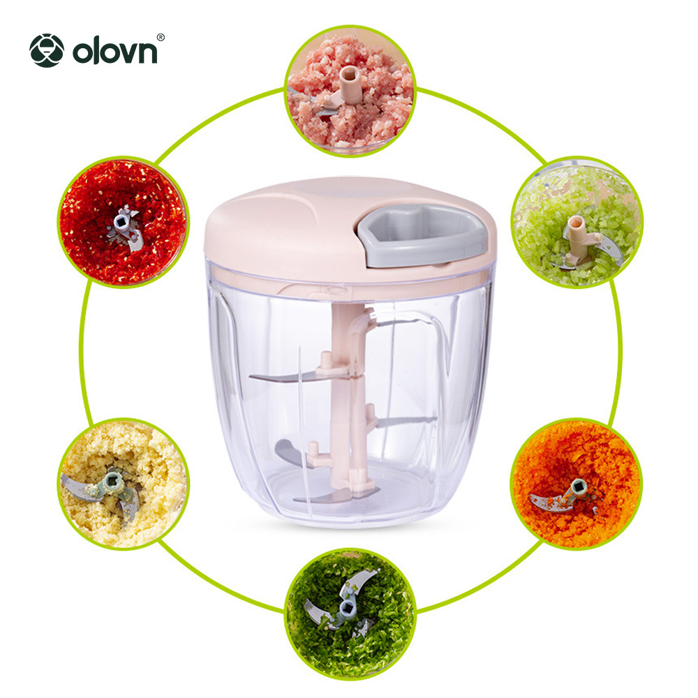 New mini multiFunction 400ml hand  professional meat vegetable cutter manual pull handheld food chopper