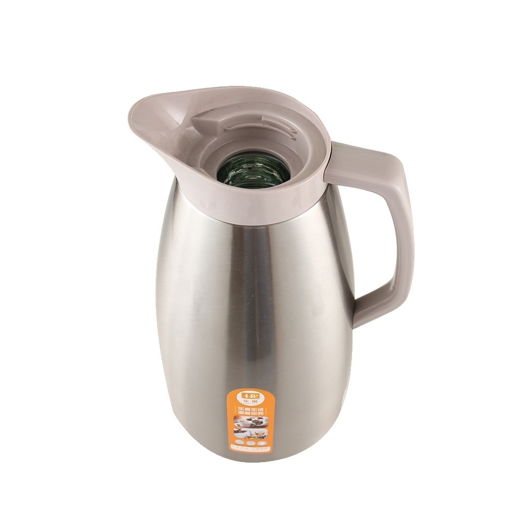 HAPPY LION Coffee Tea Pot Carafe 1.3L Welding Stainless Steel Body Glass Inner Thermoses Vacuum Flask Thermos