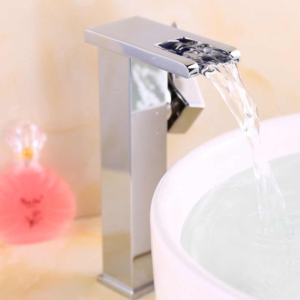 For bathroom and toilet basin faucet most popular basin tap durable water tap chromed LED new style waterfall faucet bathroom