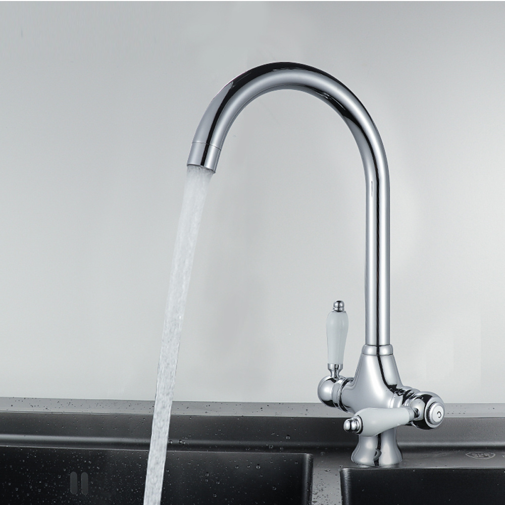 kitchen usage kitchen faucet two lever hot sale high quality nice price chromed silver colour kitchen sink tap