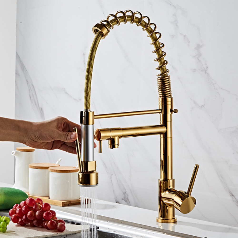 Kitchen usage water faucet torneira gourmet ouro hot water tap on sale pull down mixer sink faucet gold kitchen faucet