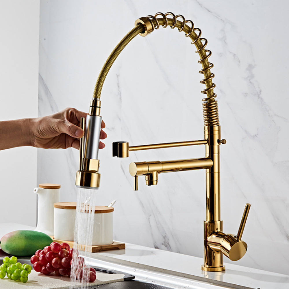 Kitchen usage water faucet torneira gourmet ouro hot water tap on sale pull down mixer sink faucet gold kitchen faucet