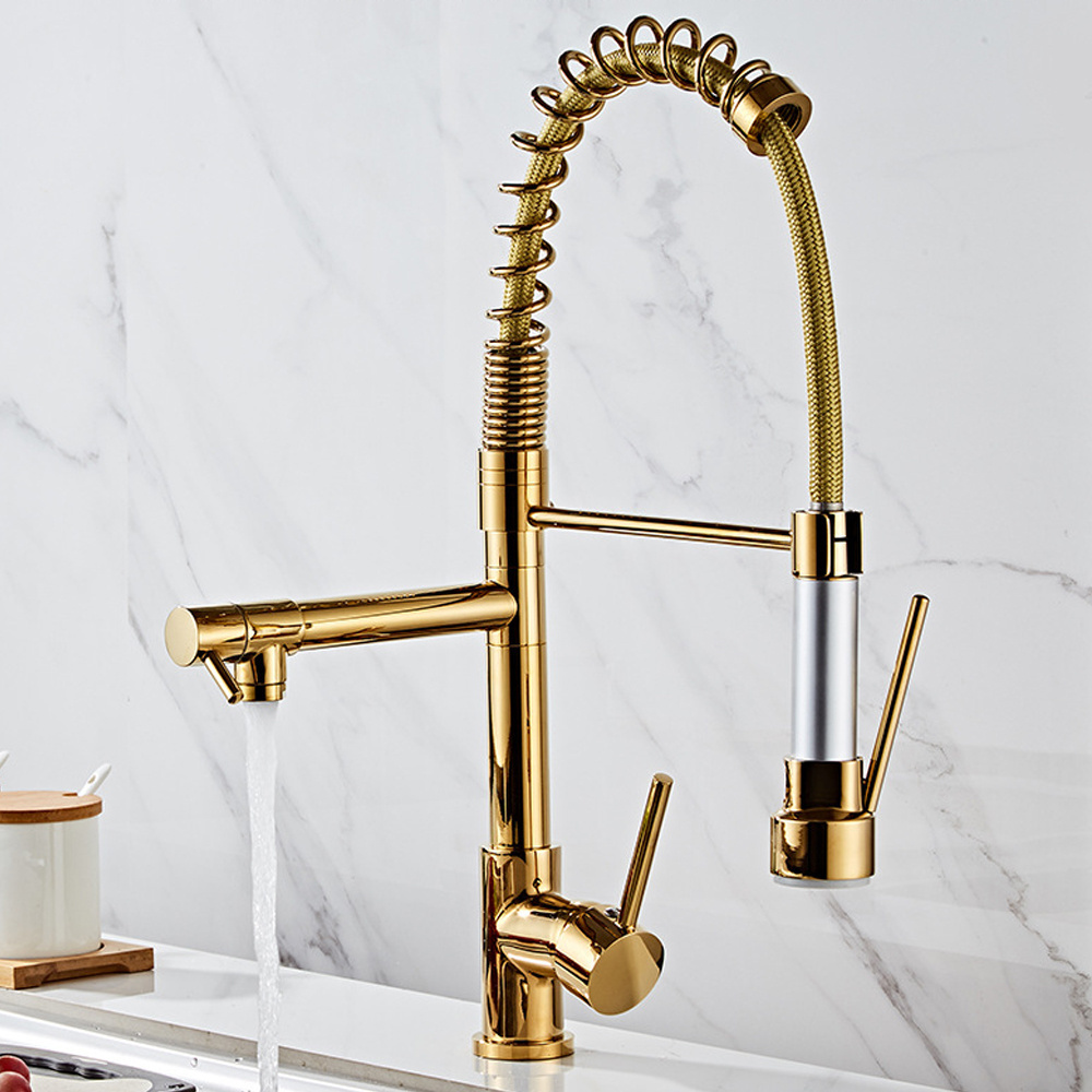 Kitchen usage water faucet torneira gourmet ouro hot water tap on sale pull down mixer sink faucet gold kitchen faucet