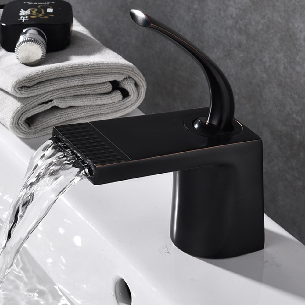 For bathroom and toilet basin faucet most popular and durable basin tap black colour cheap price brass type of water tap