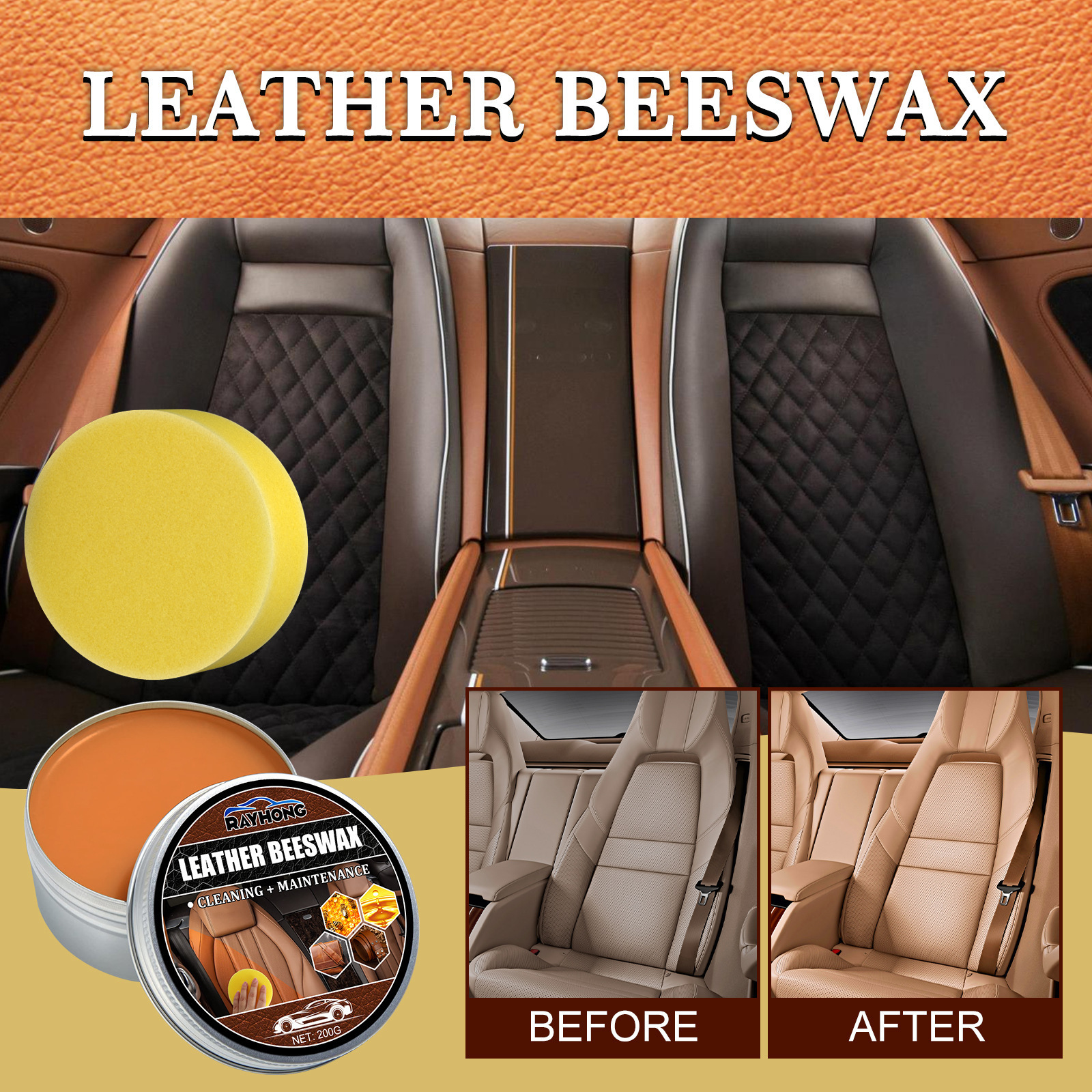 OEM Leather Beeswax 200g Waterproof Interior Car Cleaner Care Supplies For Horse Saddle Riding Boots Jacket Shoes Belt