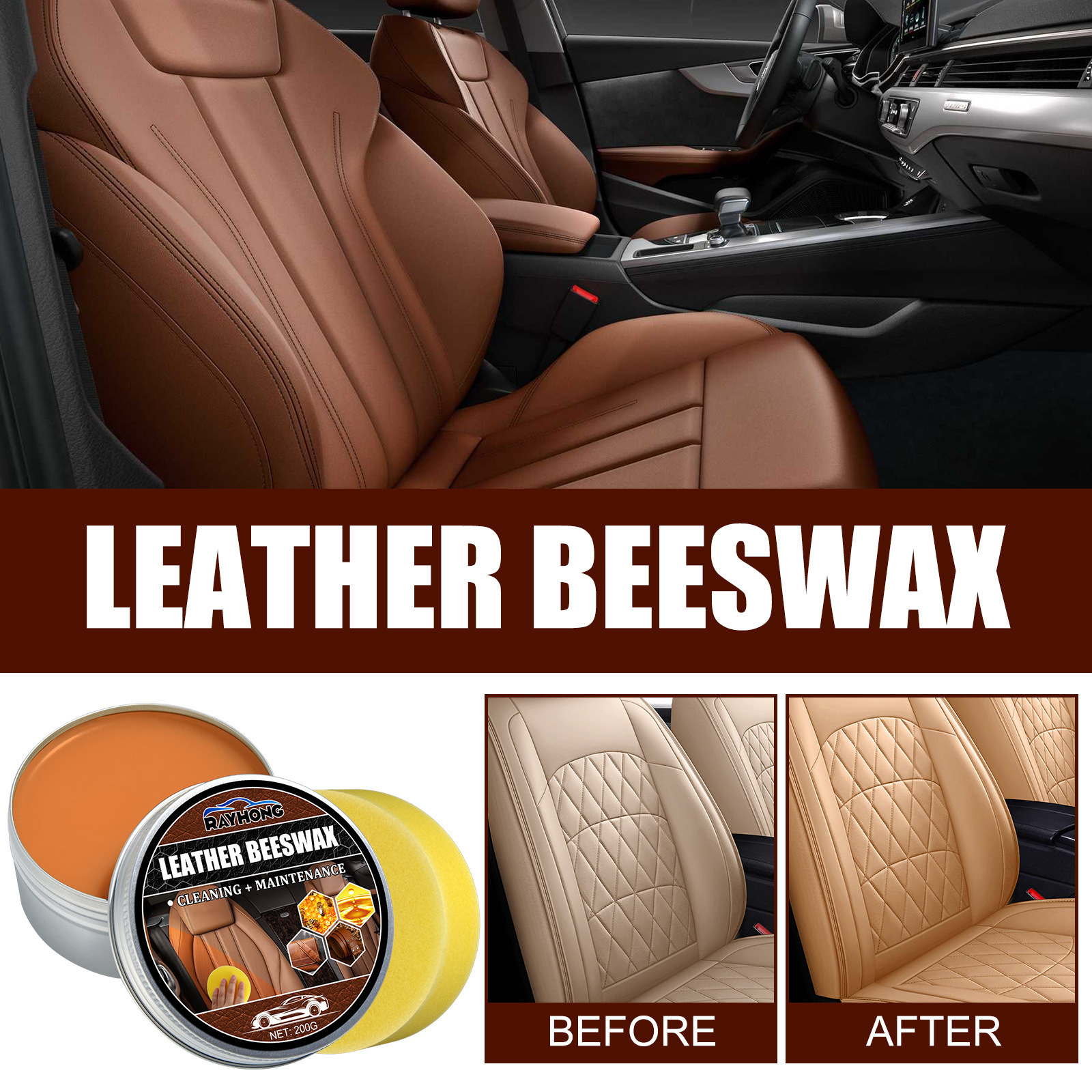 OEM Leather Beeswax 200g Waterproof Interior Car Cleaner Care Supplies For Horse Saddle Riding Boots Jacket Shoes Belt