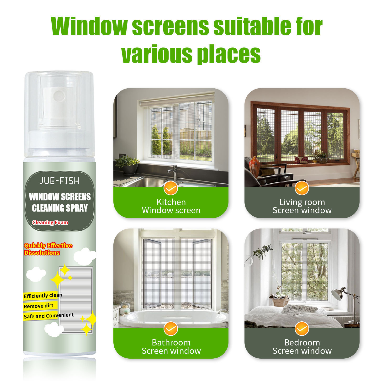 OEM Window Screen Foam Cleaner Easy Clean Foam for Window Screens No Disassembly Dust & Grime Removal Spray