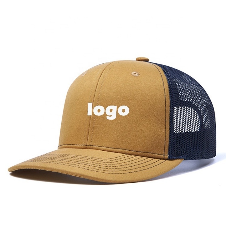 Novelty Quality 6 Panel Flat Brim Mesh  Snapback Logo Trucker Hats for Handsome and Beautiful Adults For Summer and Spring