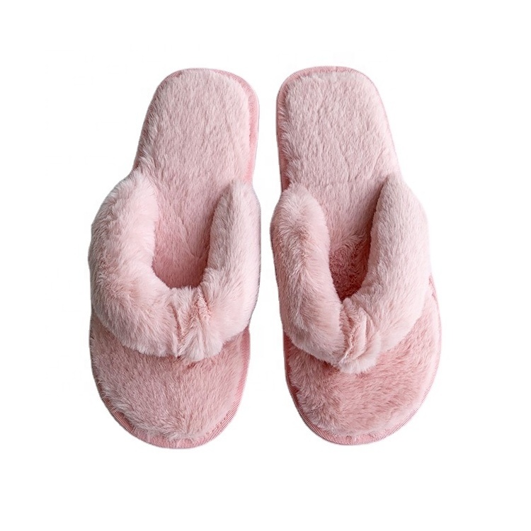 2022 Spring newest warm ladies fuzzy indoor home thong slippers fluffy big sizes house flip flops winter women navy blue shoes