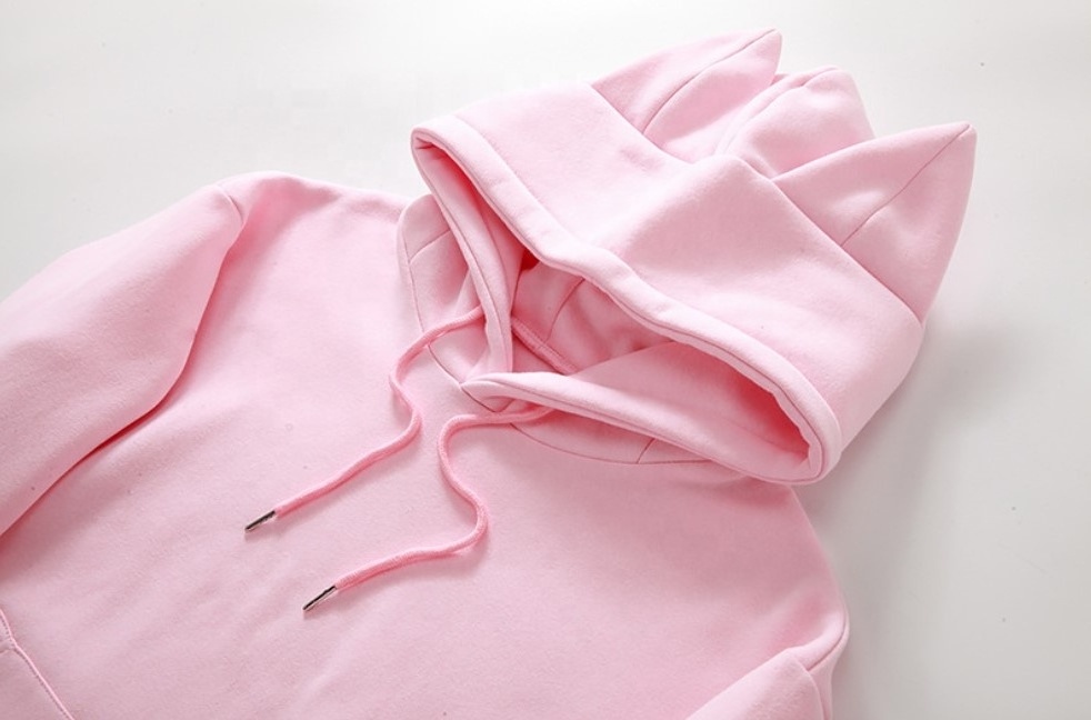 Casual hoodie men's and women's spring and autumn long-sleeved top casual  pink cute cat ears style hooded sweatshirts