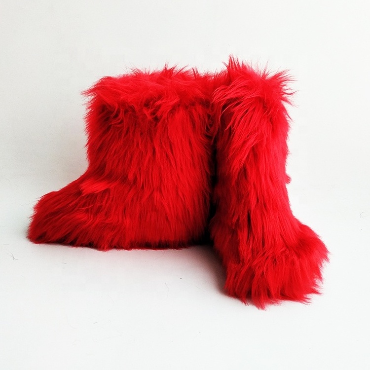 2020 Fluffy faux Raccoon Customized Color fur boots Full Ladies Women